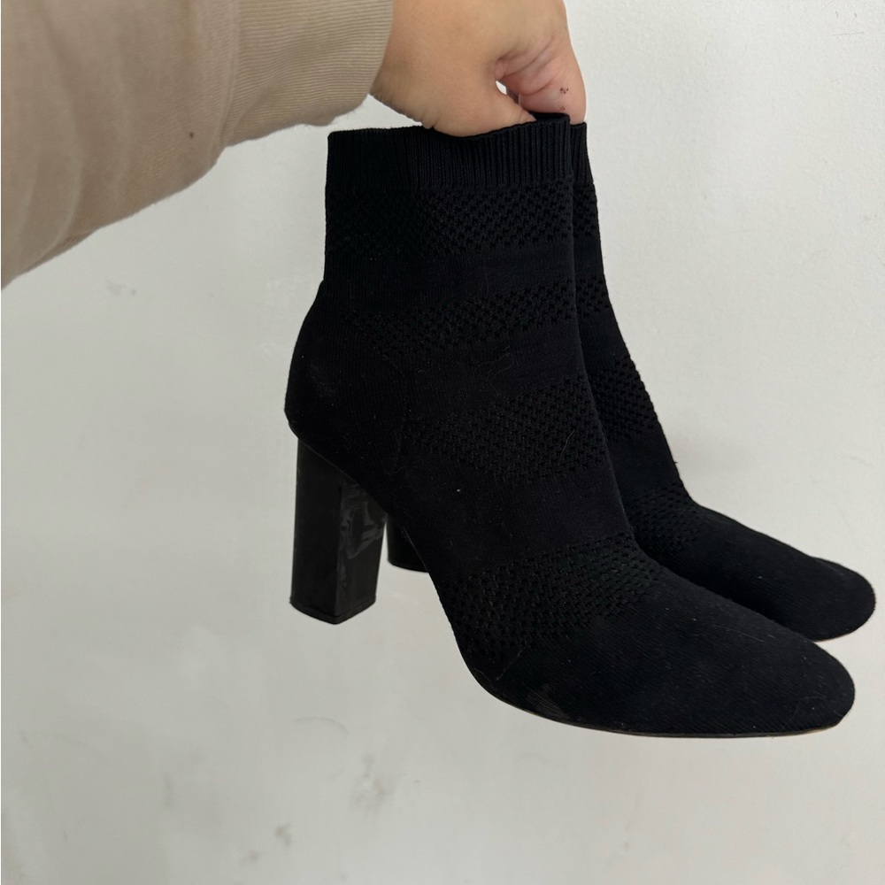 Zara Womens Sock-style Fabric High-heeled Ankle Boots Booties Size 8
